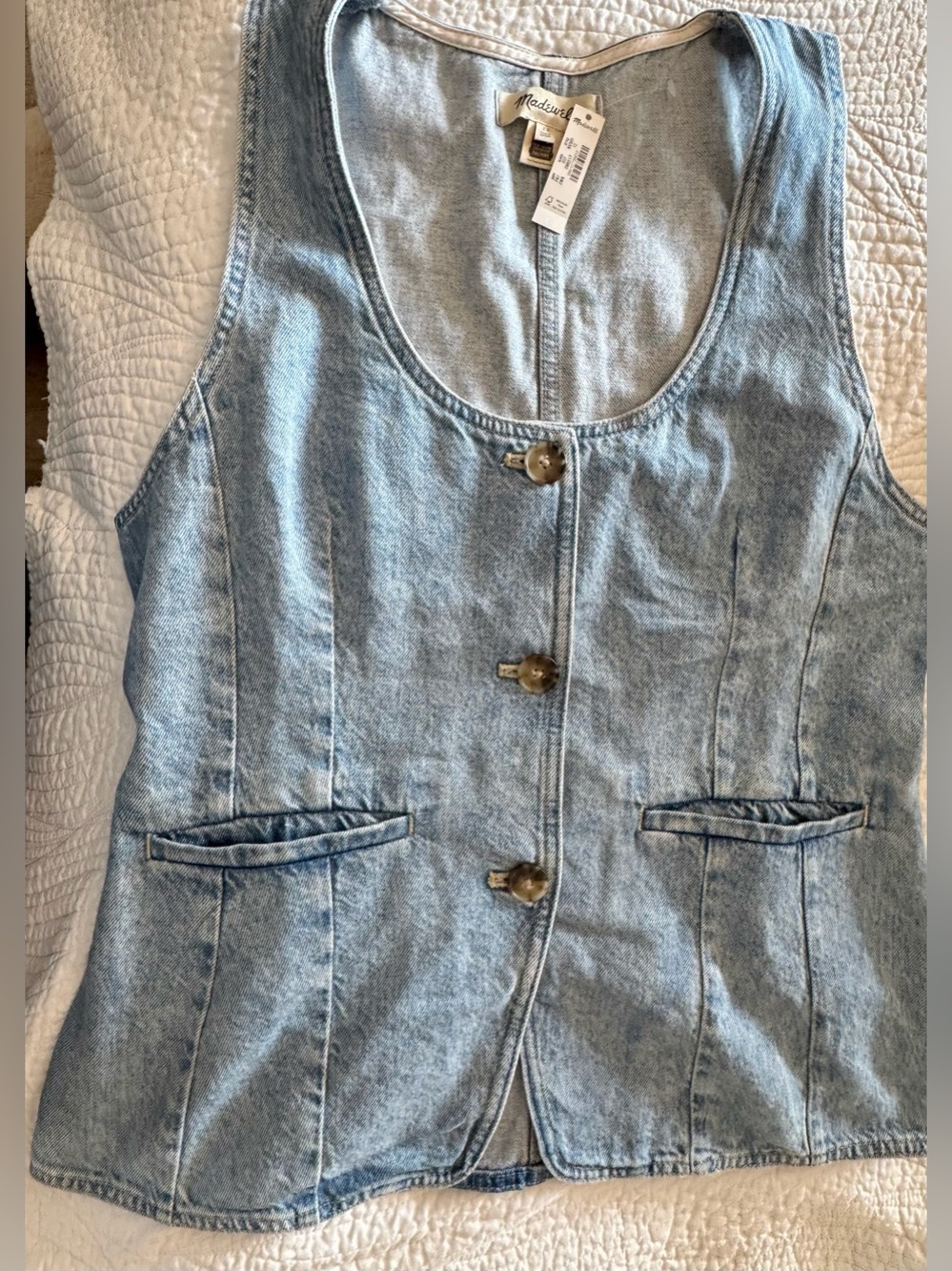 Madewell Light Wash Denim Button-Front Vest - Picture 5 of 9